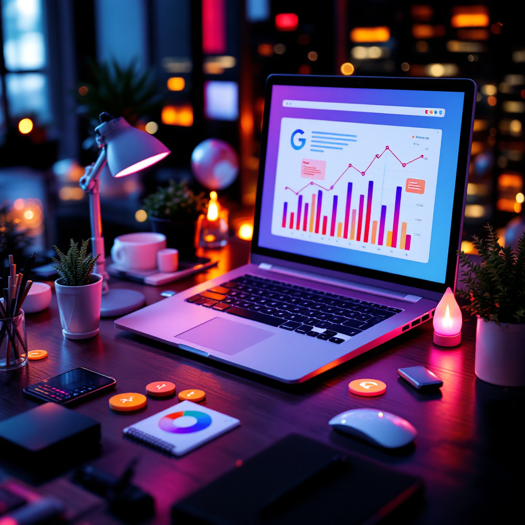 google ranking of concepts, modern technology workspace, digital interface, clean tech aesthetic, informative visualization, detailed illustration, informative visual, clean professional design