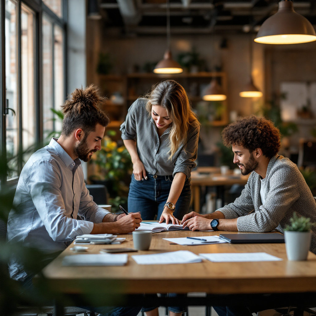 team collaborating office