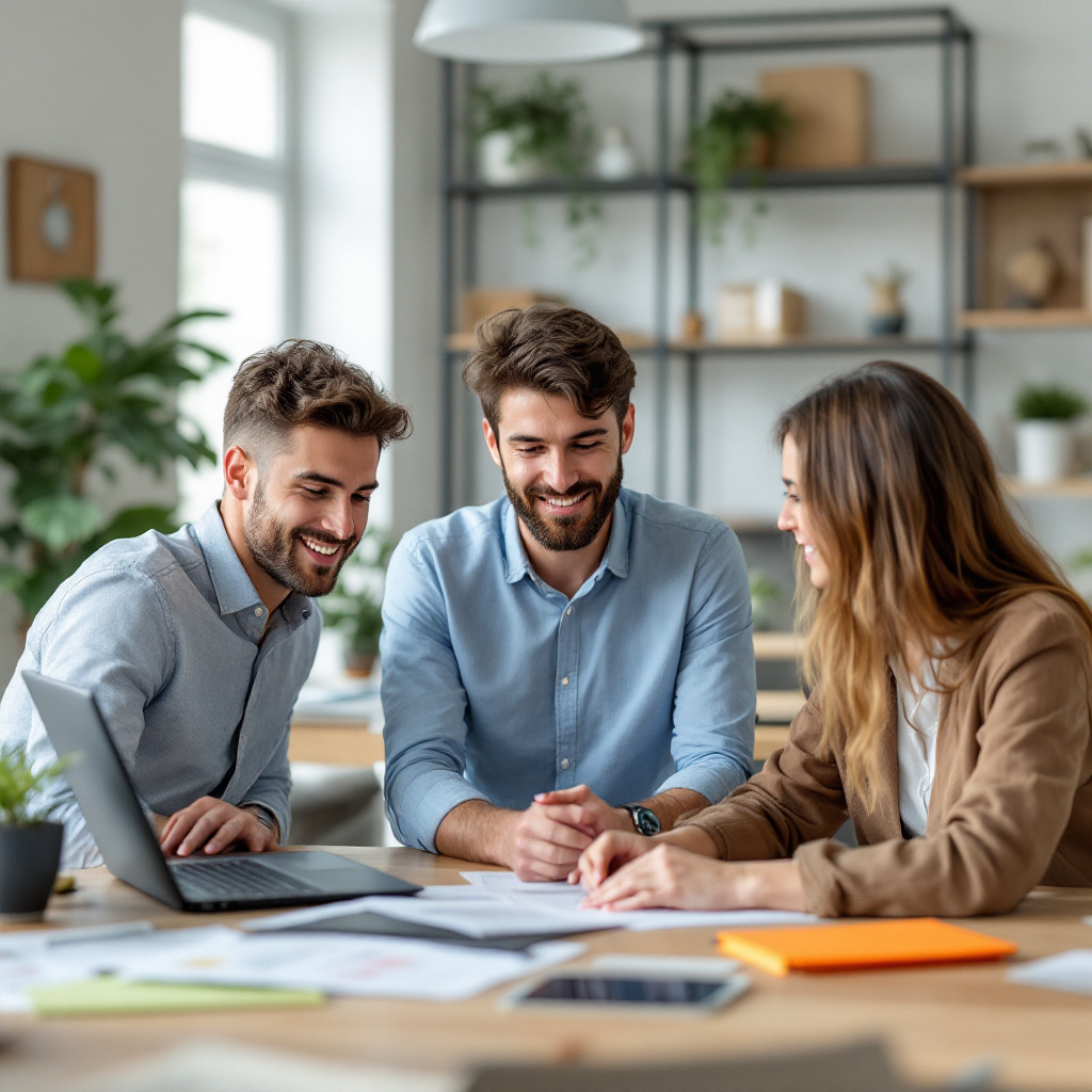 team collaborating office