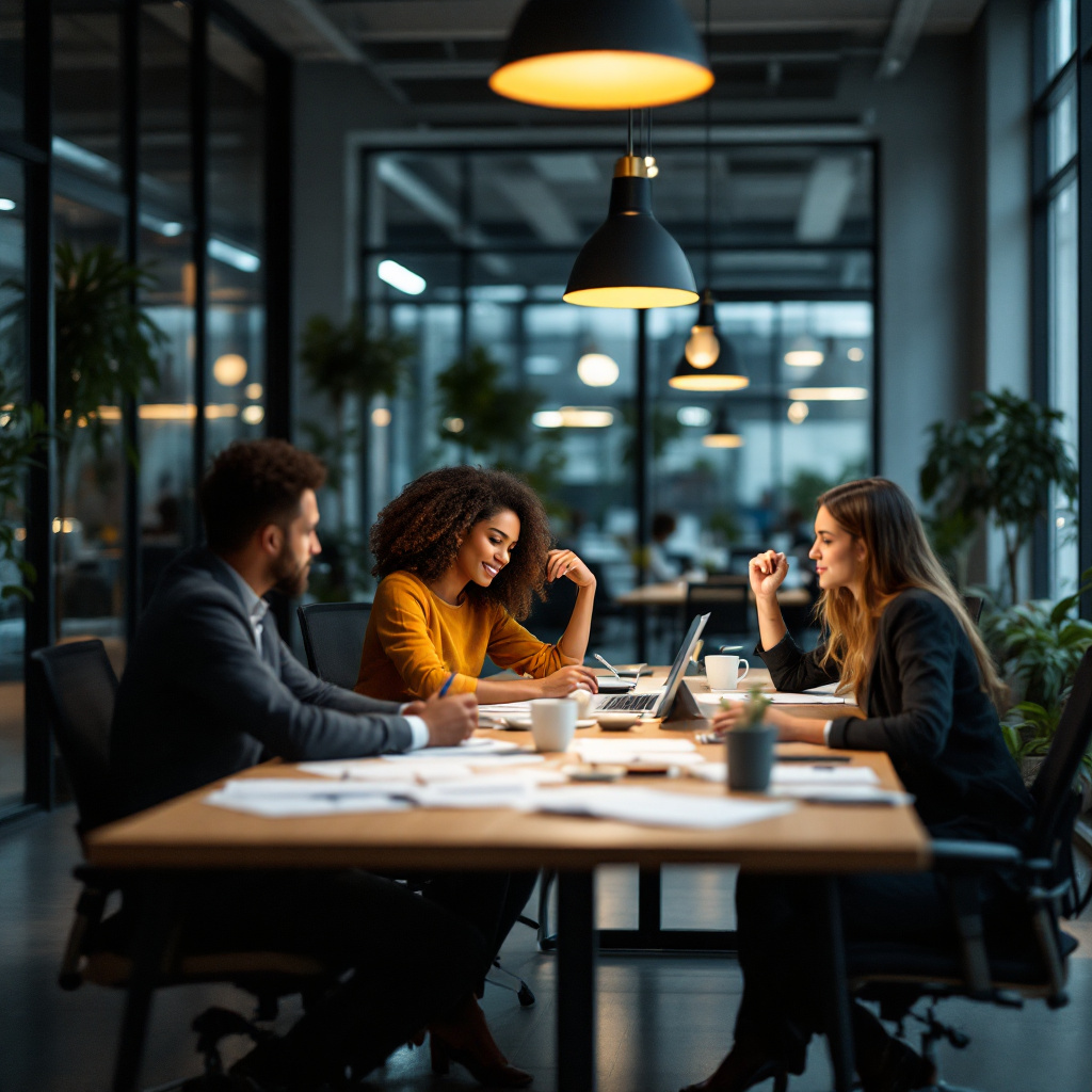 team collaborating office