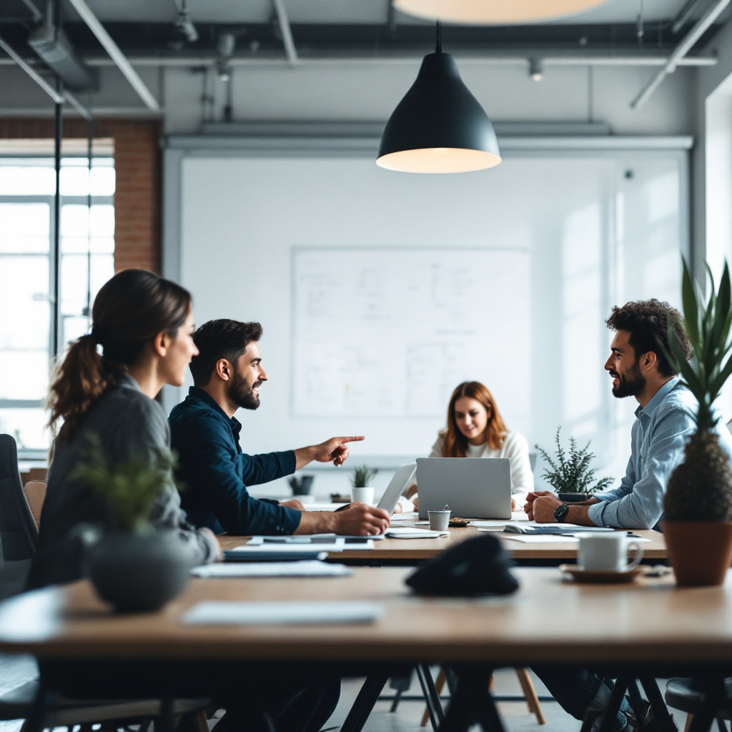 team collaborating office