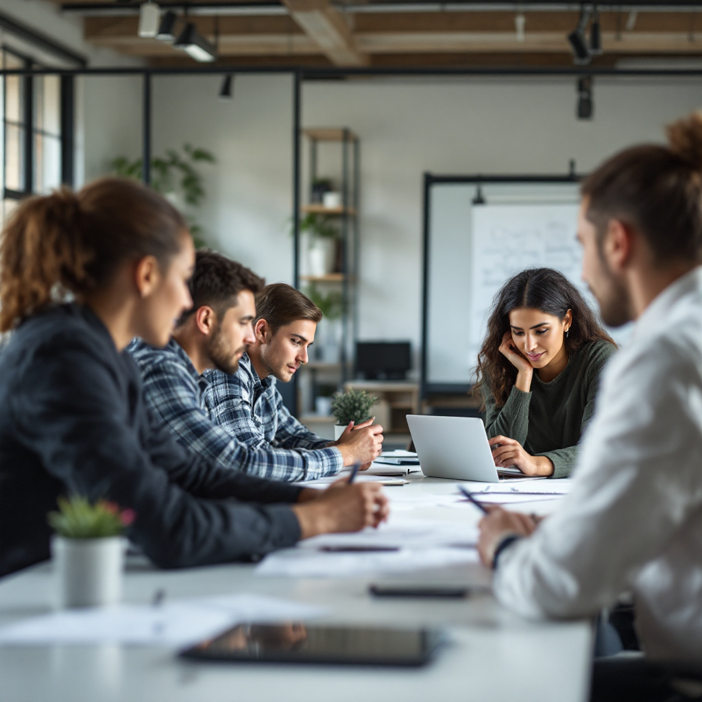 team collaborating office