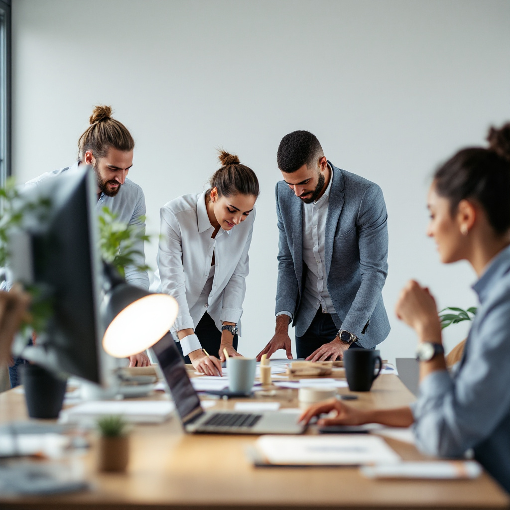 team collaborating office