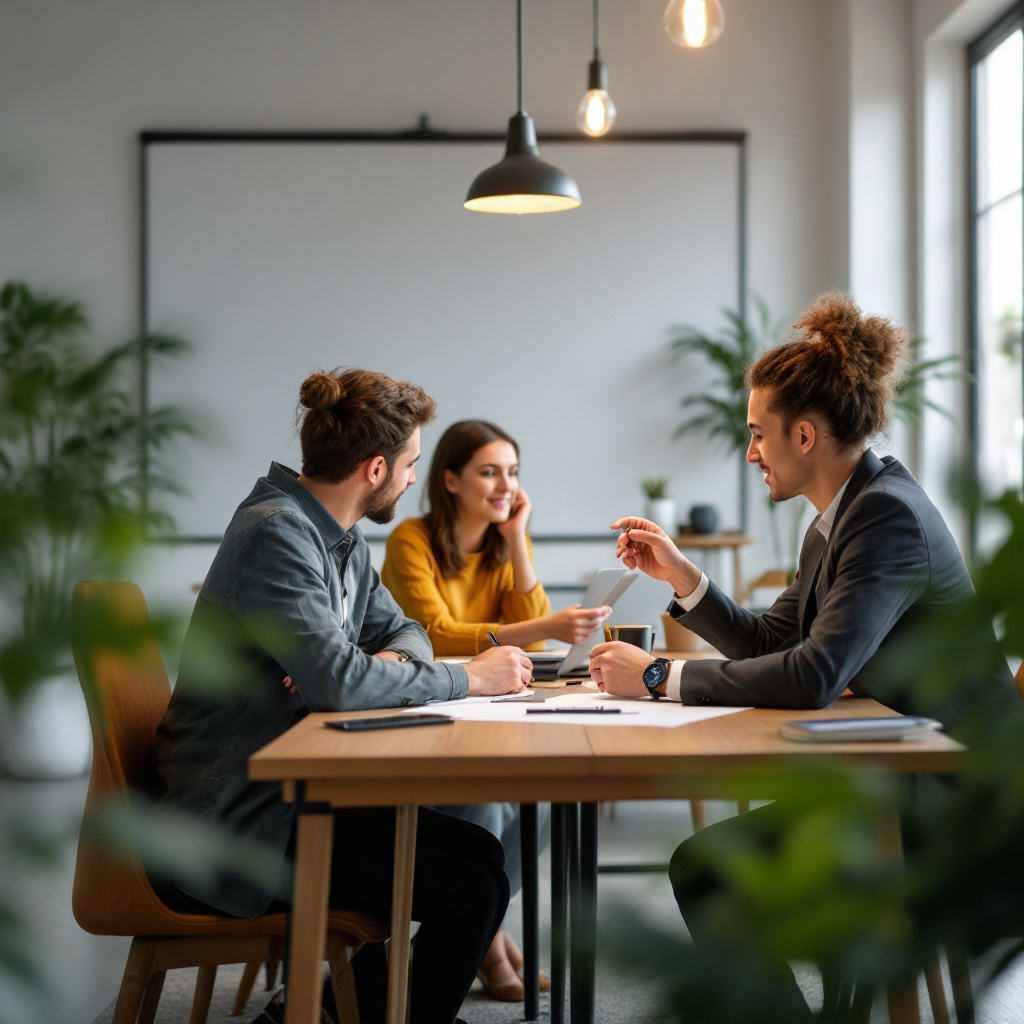 team collaborating office