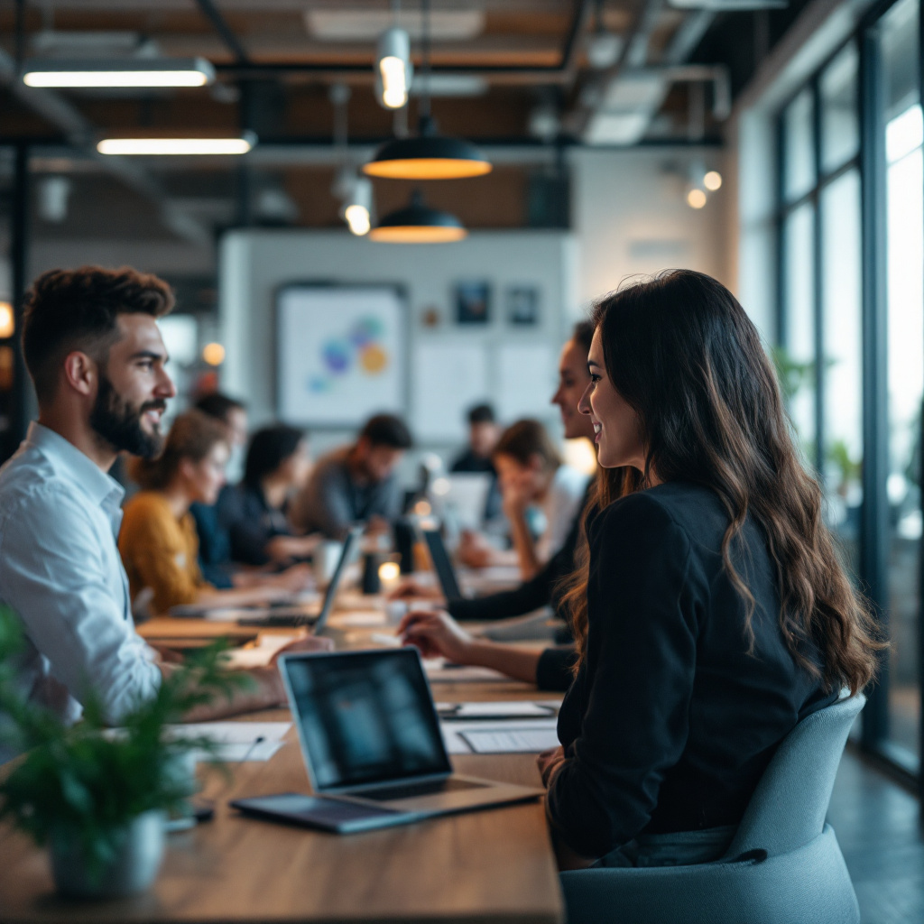 team collaborating office