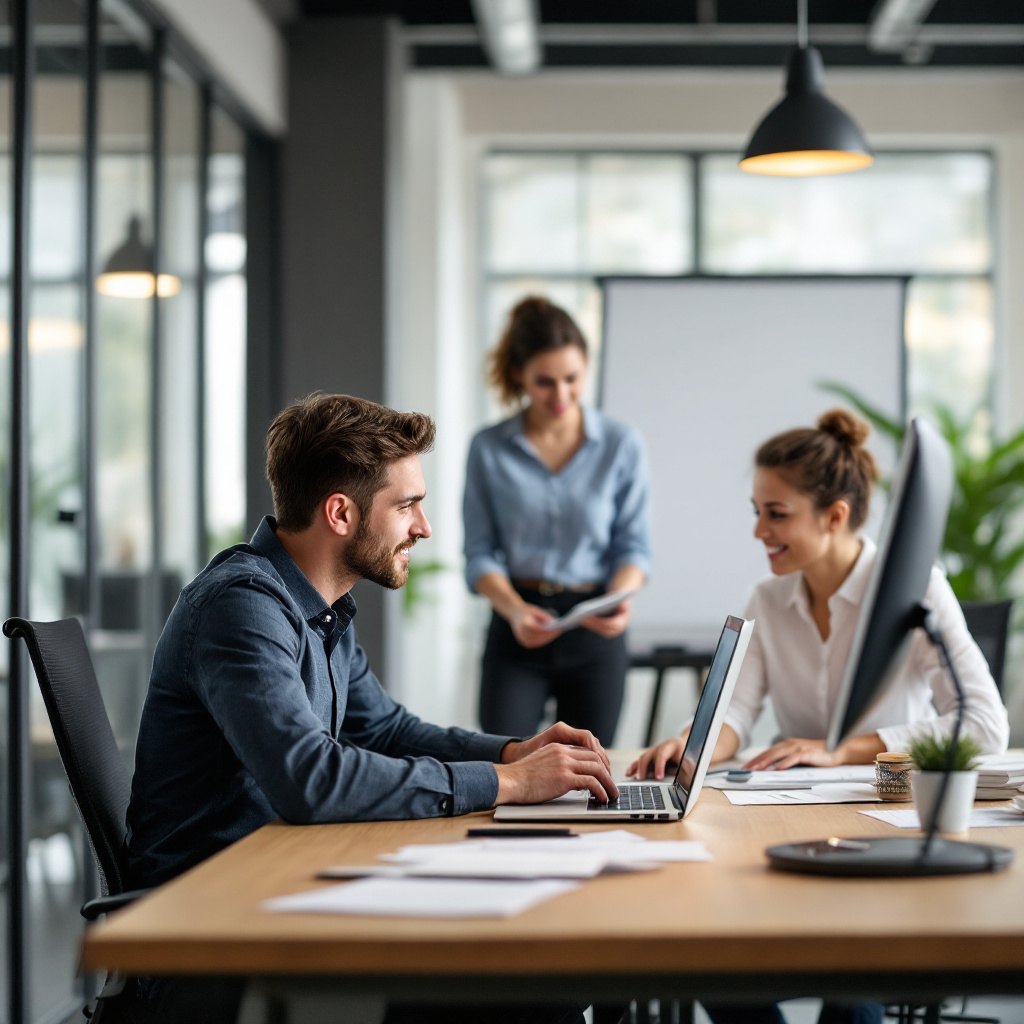 team collaborating office