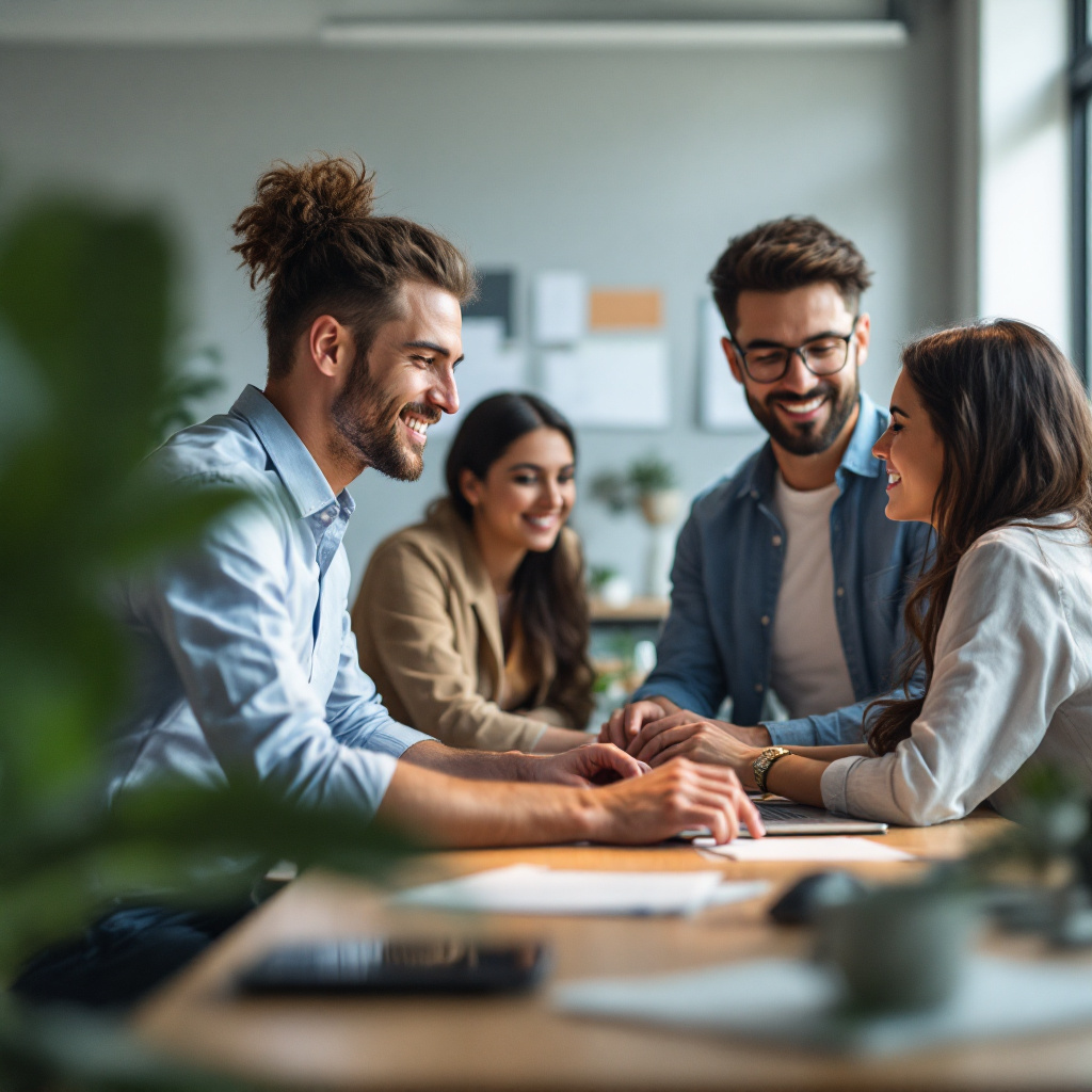 team collaborating office