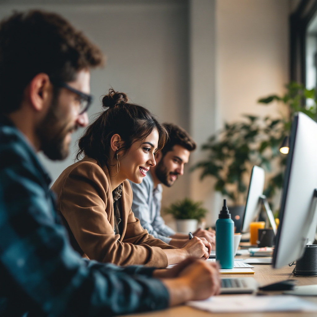 team collaborating office