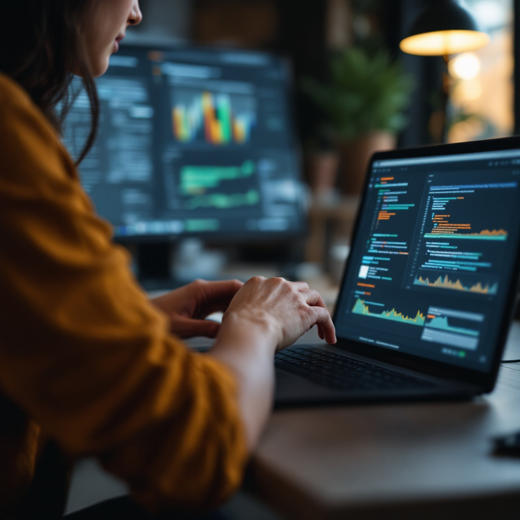 keyword research in implementation, learning process, modern technology workspace, digital interface, clean tech aesthetic, step-by-step visual guide, practical demonstration, hands-on process