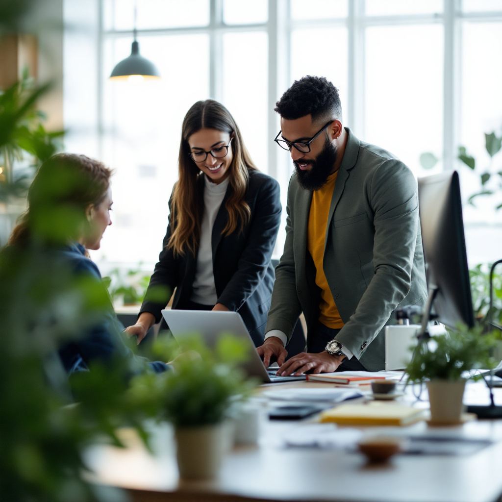 team collaborating office