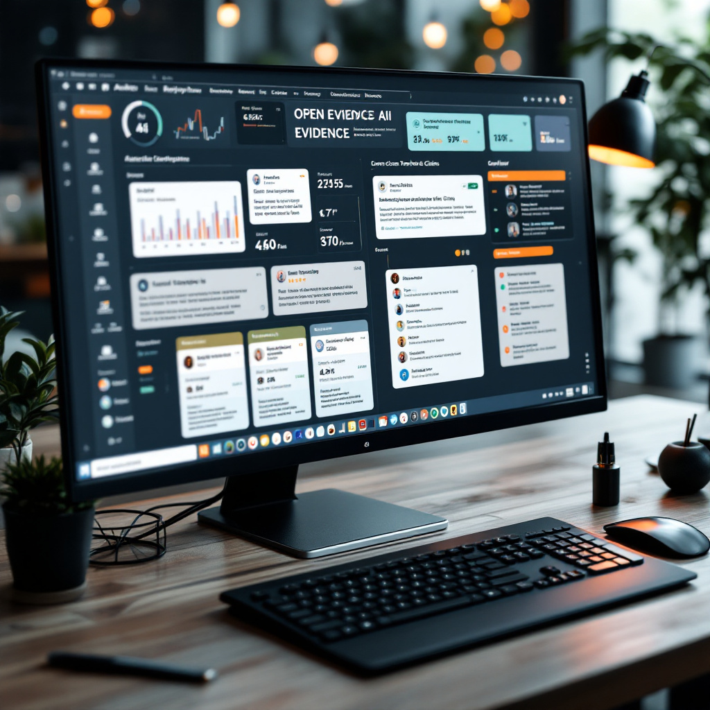 analyst desk with open evidence ai dashboard, grouped claim cards, highlighted review excerpts, count badges, and a cite