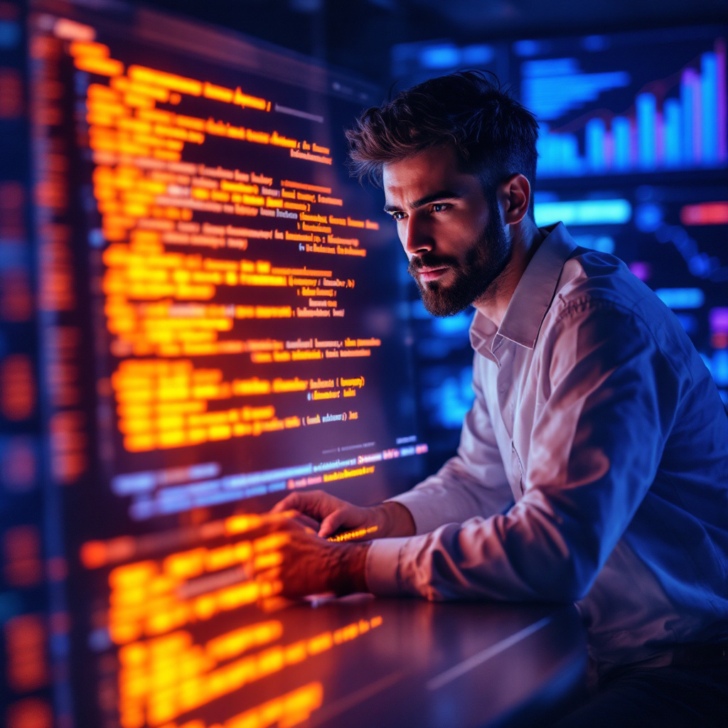 data scientist tuning sentiment pipeline dashboard, highlighted text samples morphing from noisy to humanized, classifie