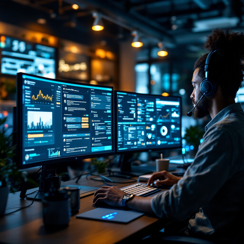 of AI customer support control room