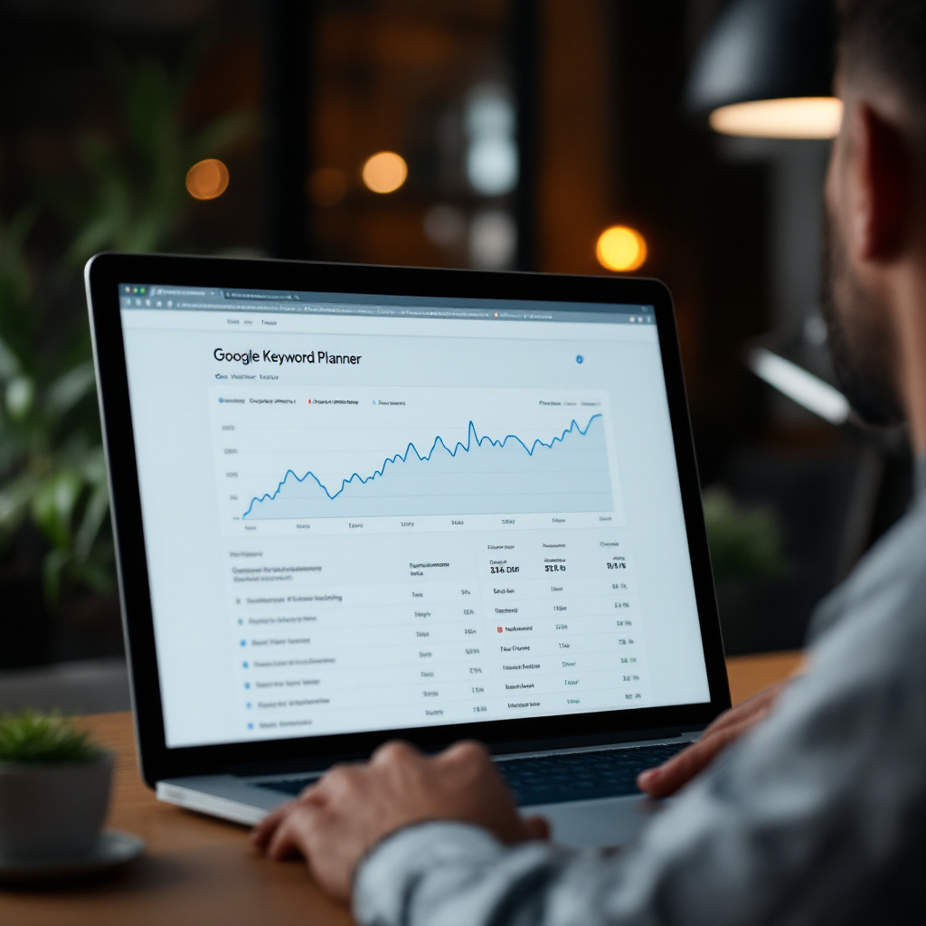 Marketer analyzing Google Keyword Planner screen with rising query trends
